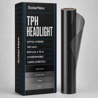 SolarNex TPH Headlight Optic Hybrid — глянцевая антигравийная полиуретановая пленка 150 мкм, рулон 60 см x 10 м